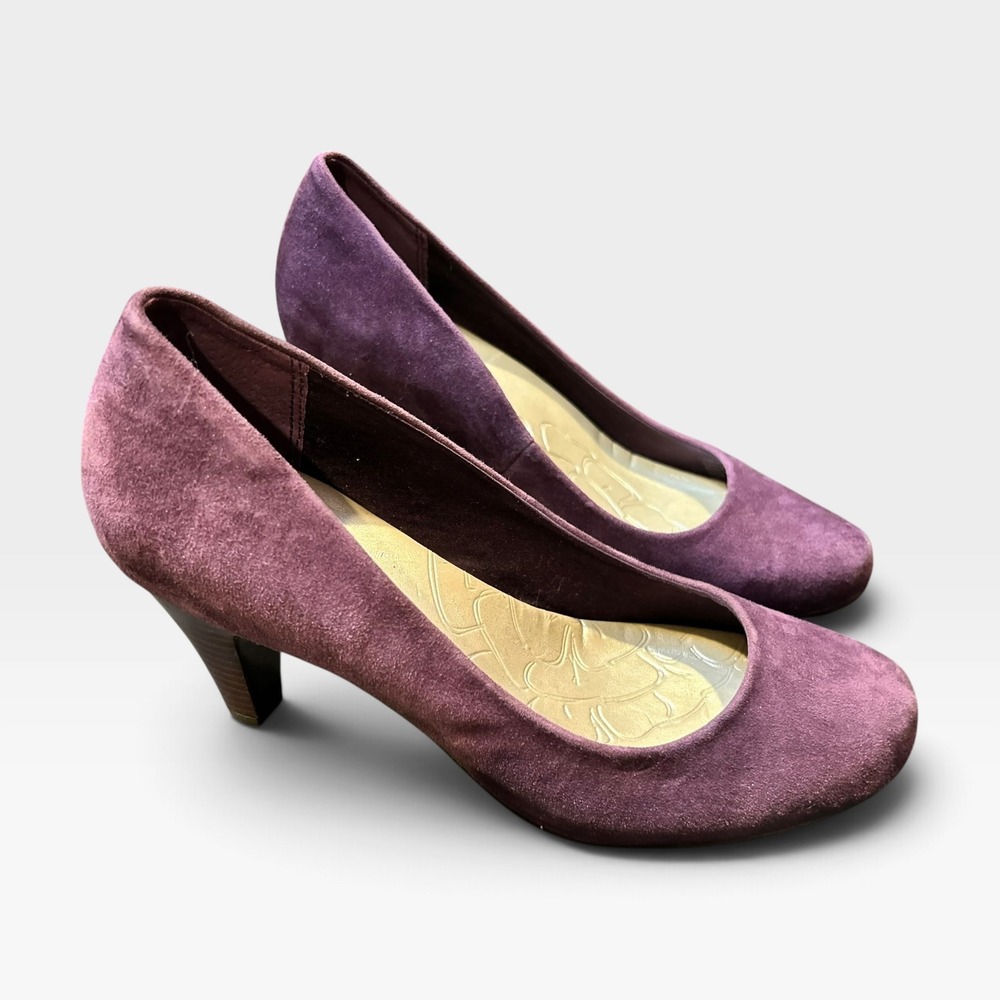 Giani Bernini Purple Suede Leather Round Toe Pumps Size 7